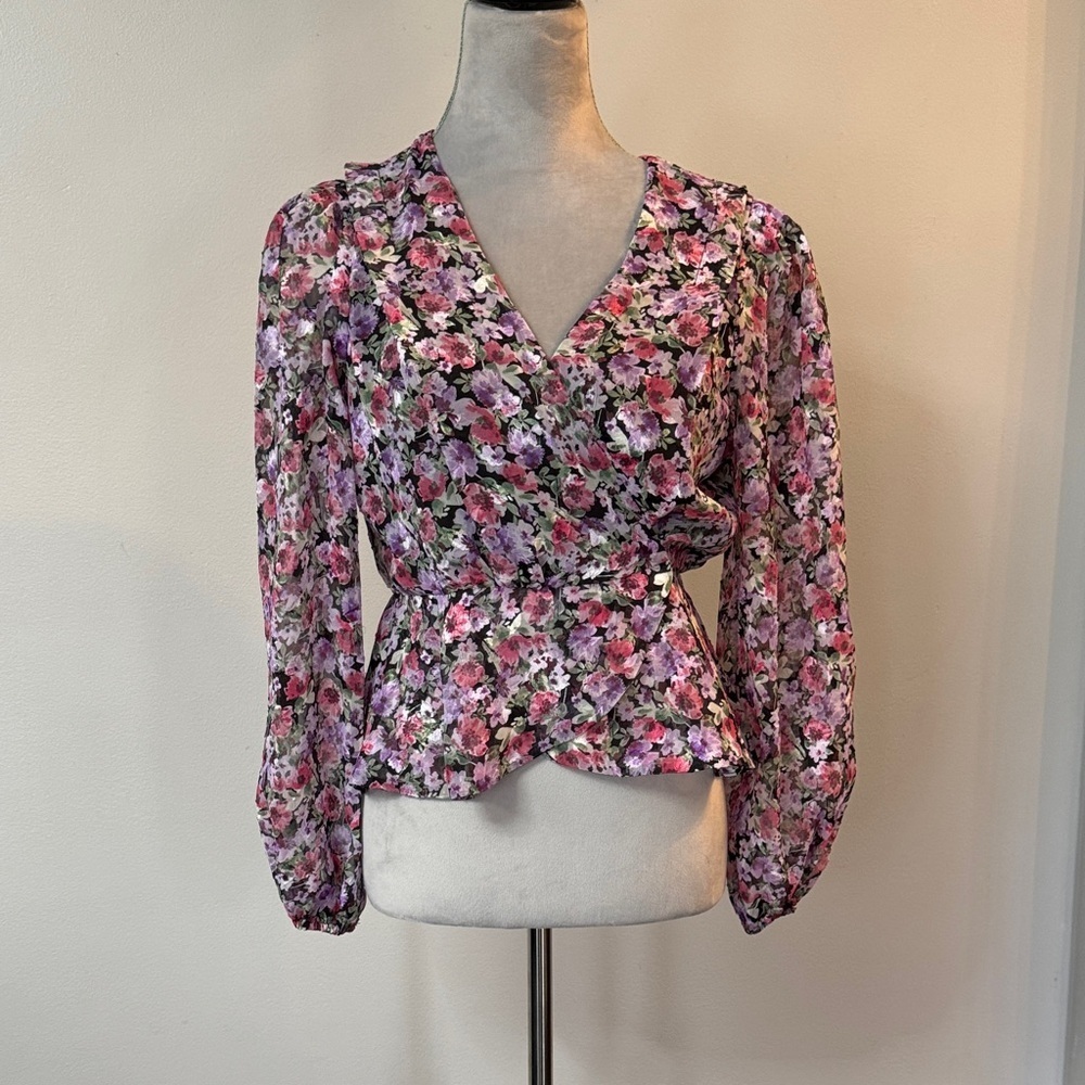 Astr Floral Wrap Blouse EUC S